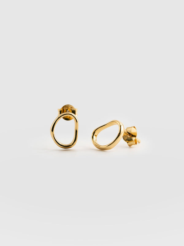 Organic Open Oval Stud Earrings Gold - Women's Jewellery | Saint + Sofia® USA