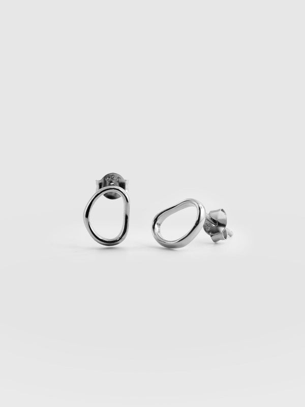 Organic Open Oval Stud Earrings Silver - Women's Jewellery | Saint + Sofia® USA