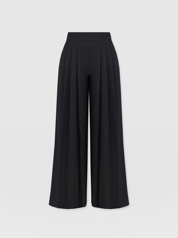 Oriya Pleated Wide Leg Pant - Black - Women's Trousers | Saint + Sofia® USA