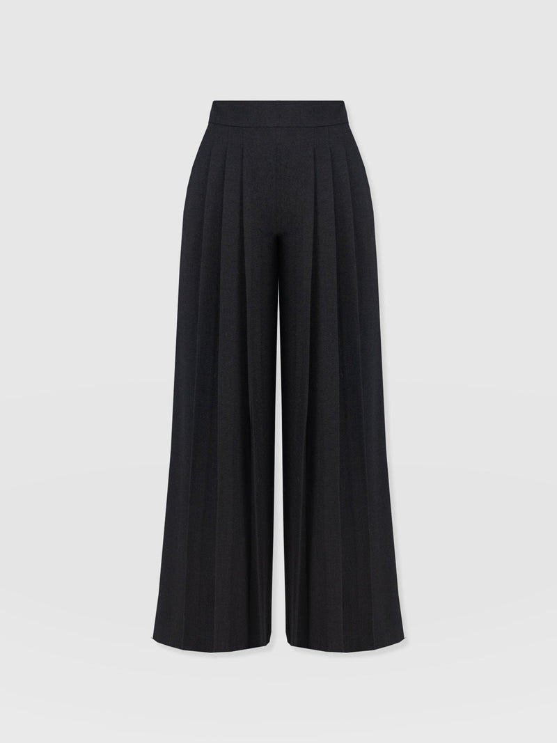 Oriya Pleated Wide Leg Pant - Black - Women's Trousers | Saint + Sofia® USA