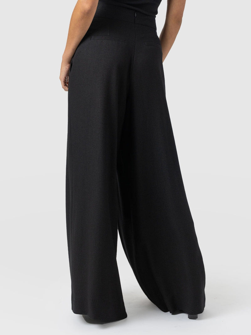 Oriya Pleated Wide Leg Pant - Black - Women's Trousers | Saint + Sofia® USA