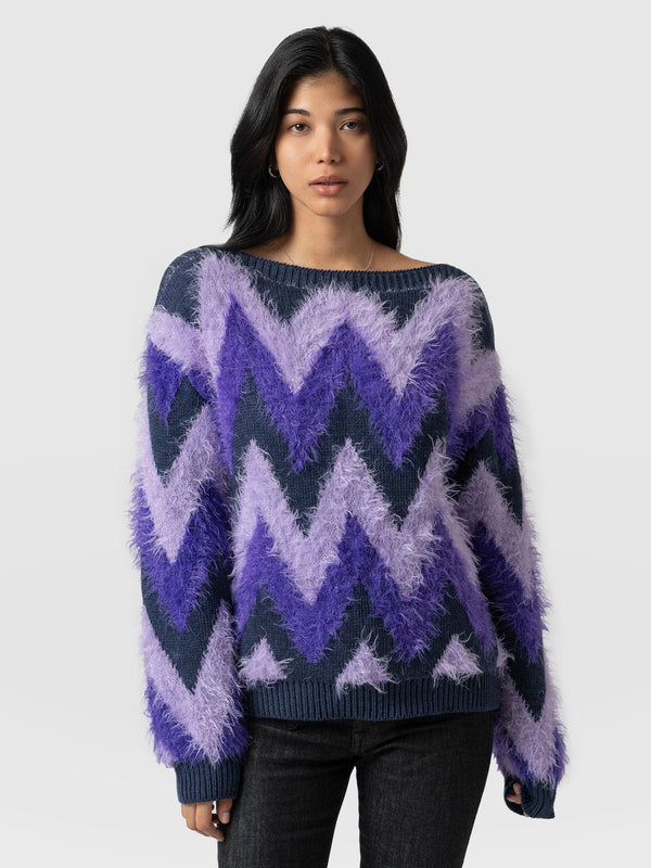 Orla Chevron Sweater Purple - Women's Sweaters | Saint + Sofia® USA