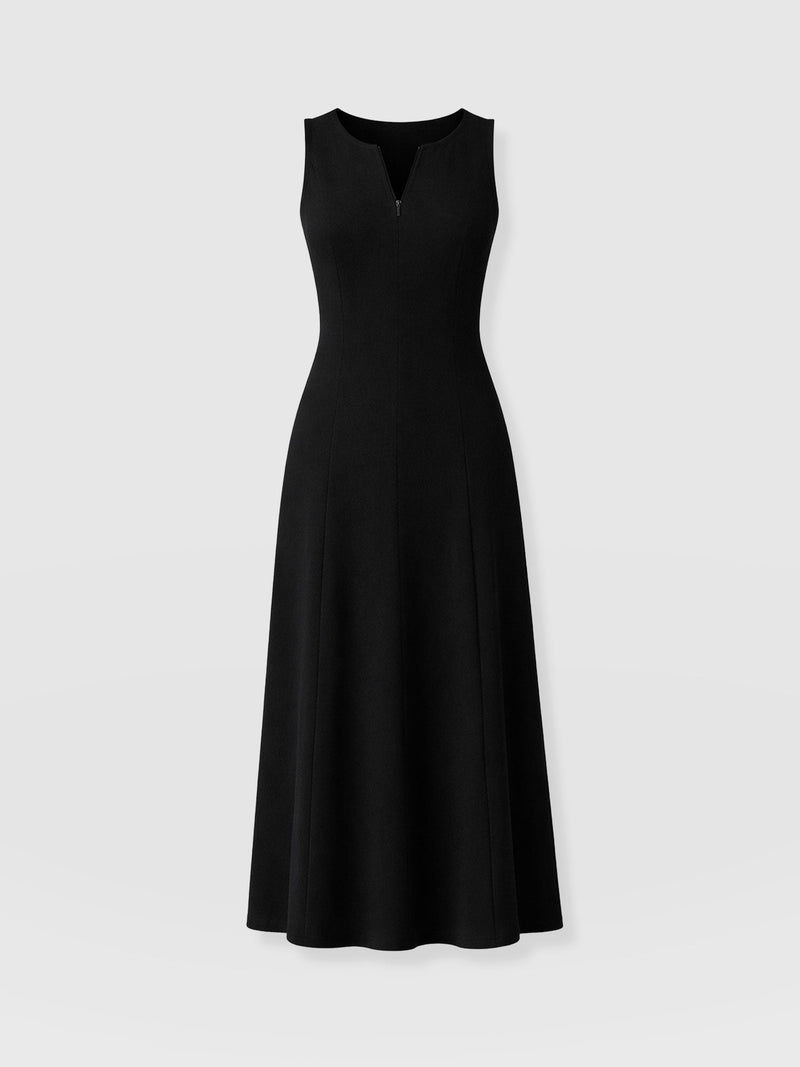 Orla Sleeveless Midi Dress - Black Textured - Women's Dresses | Saint + Sofia® USA