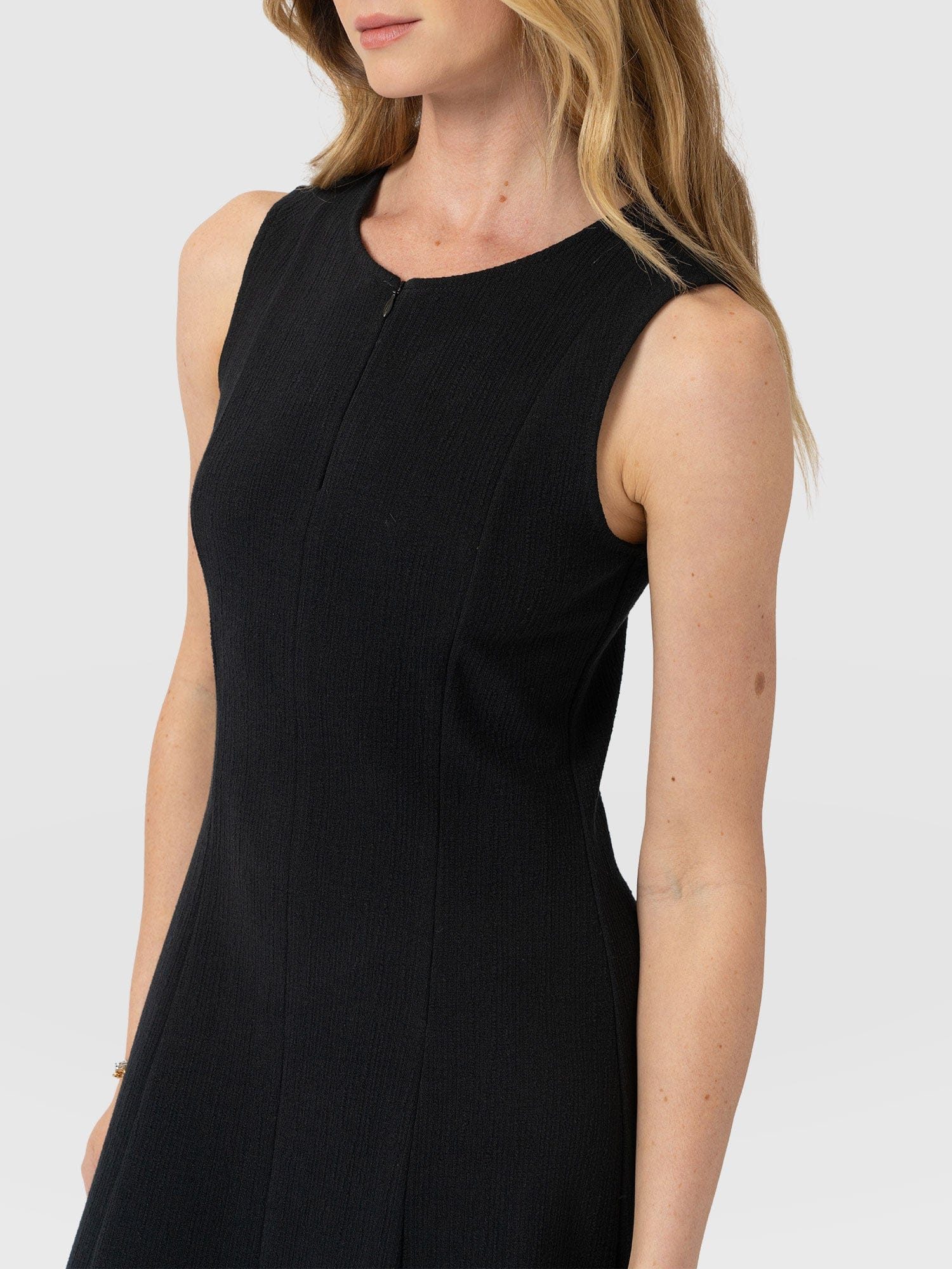 womens black midi dress Orla Sleeveless Midi Dress - Black Textured - Women's Dresses