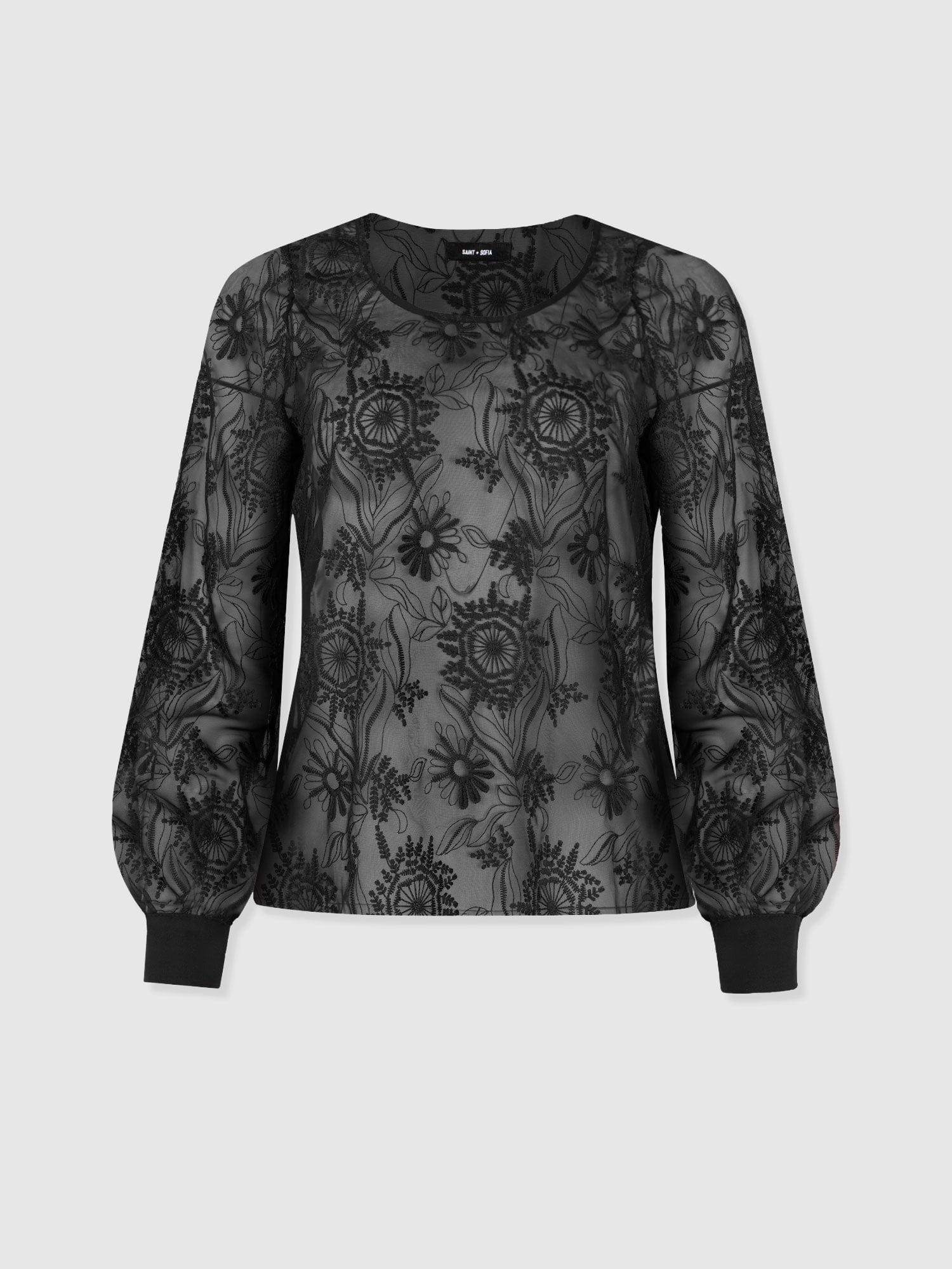 Ottilie Scoop Neck Blouse - Black Lace - Women's Blouses | Saint + Sofia® USA
