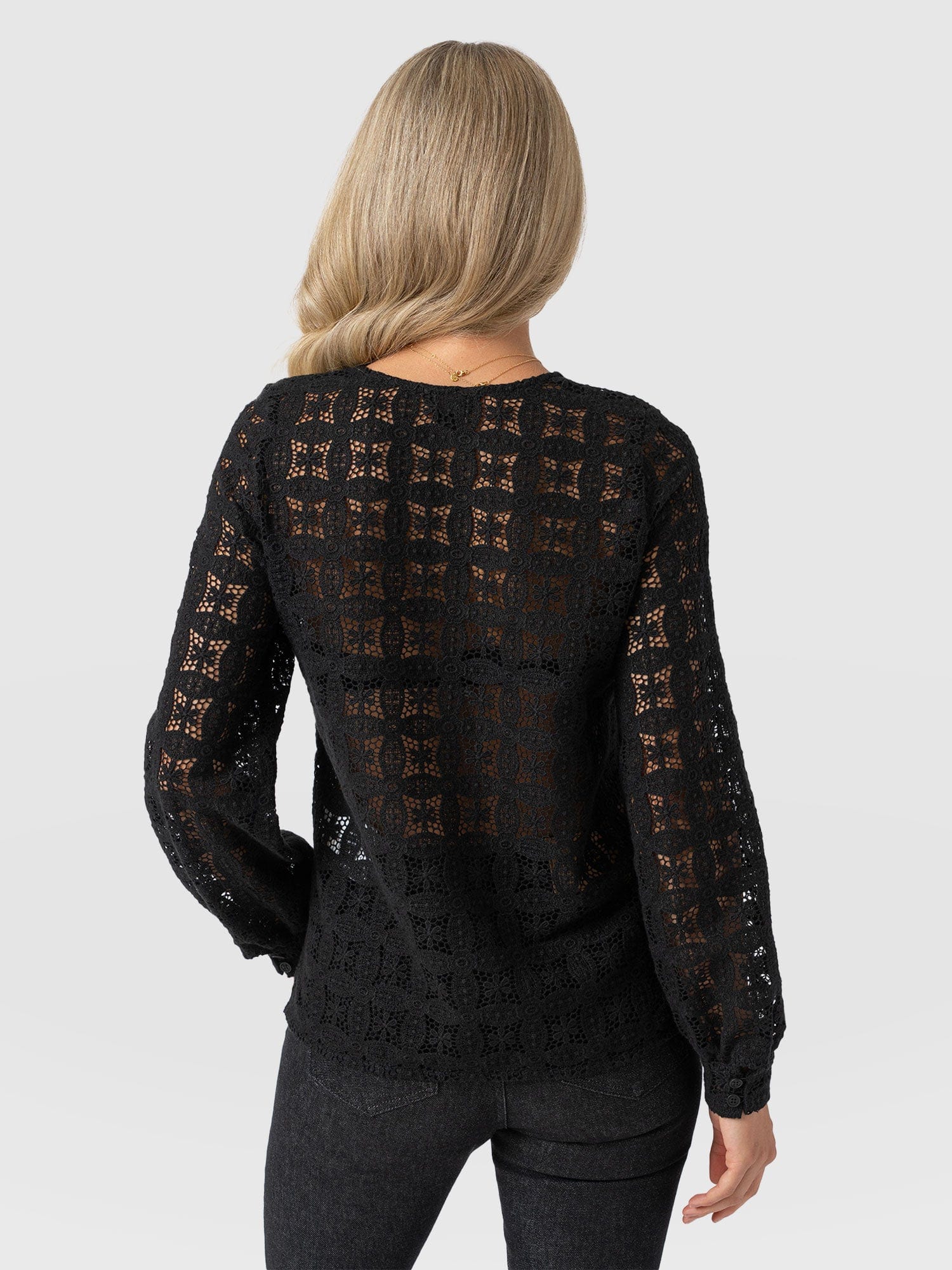 Ottilie V Neck Blouse - Black Broderie - Women's Blouses | Saint + Sofia® USA