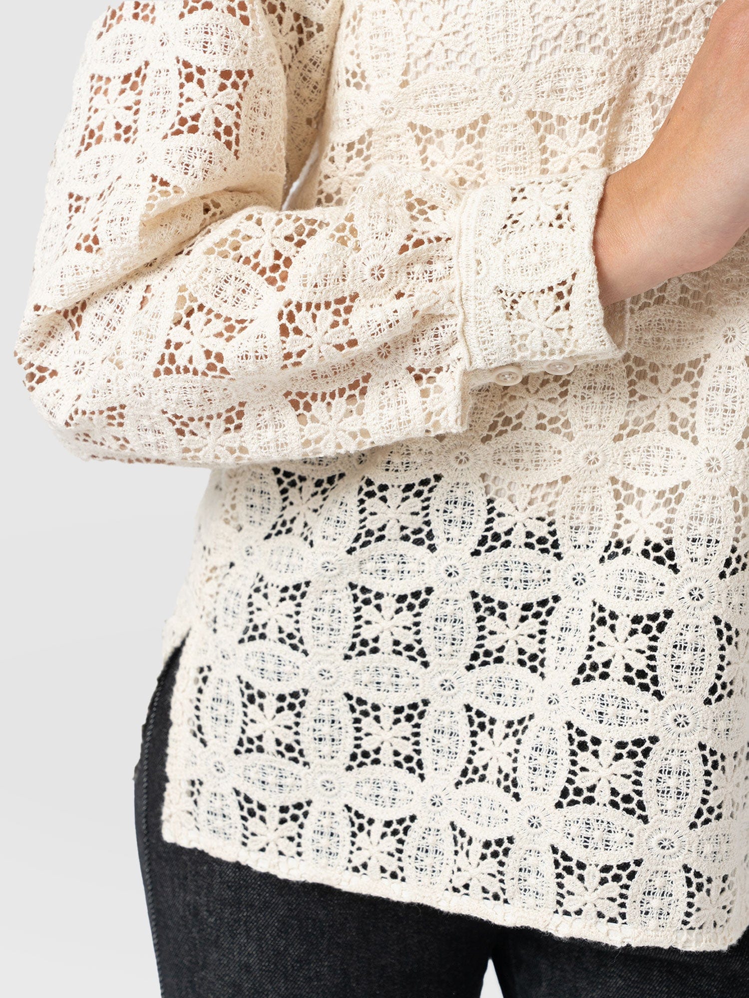 Ottilie V Neck Blouse - Cream Broderie - Women's Blouses | Saint + Sofia® USA