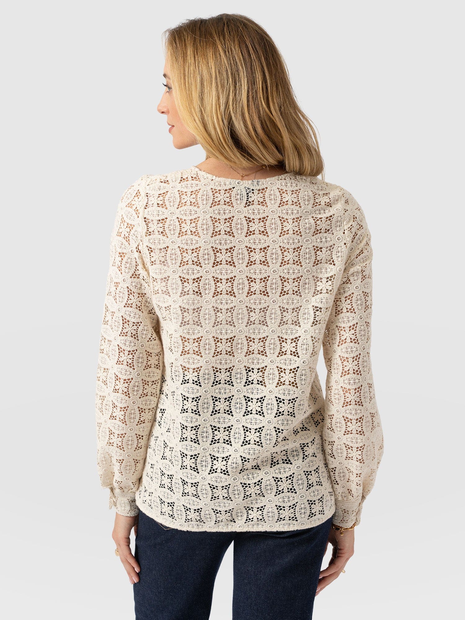 Ottilie V Neck Blouse - Cream Broderie - Women's Blouses | Saint + Sofia® USA