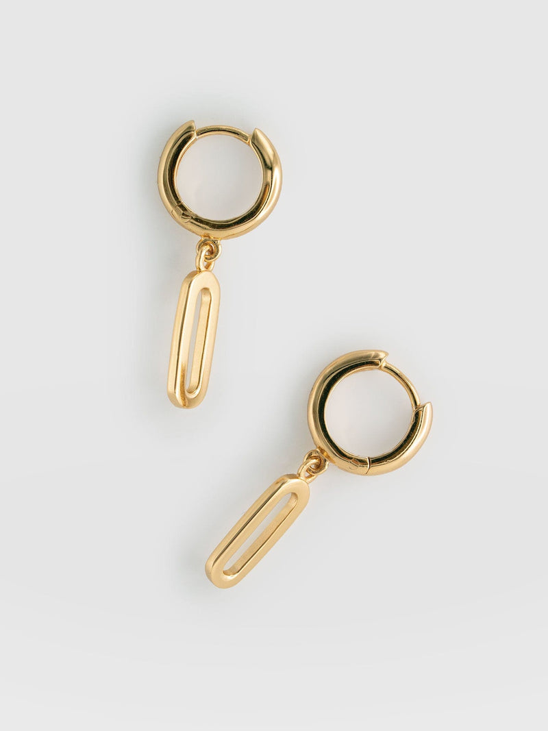 Oval Charm Drop Earrings Gold - Women's Jewellery | Saint + Sofia® USA