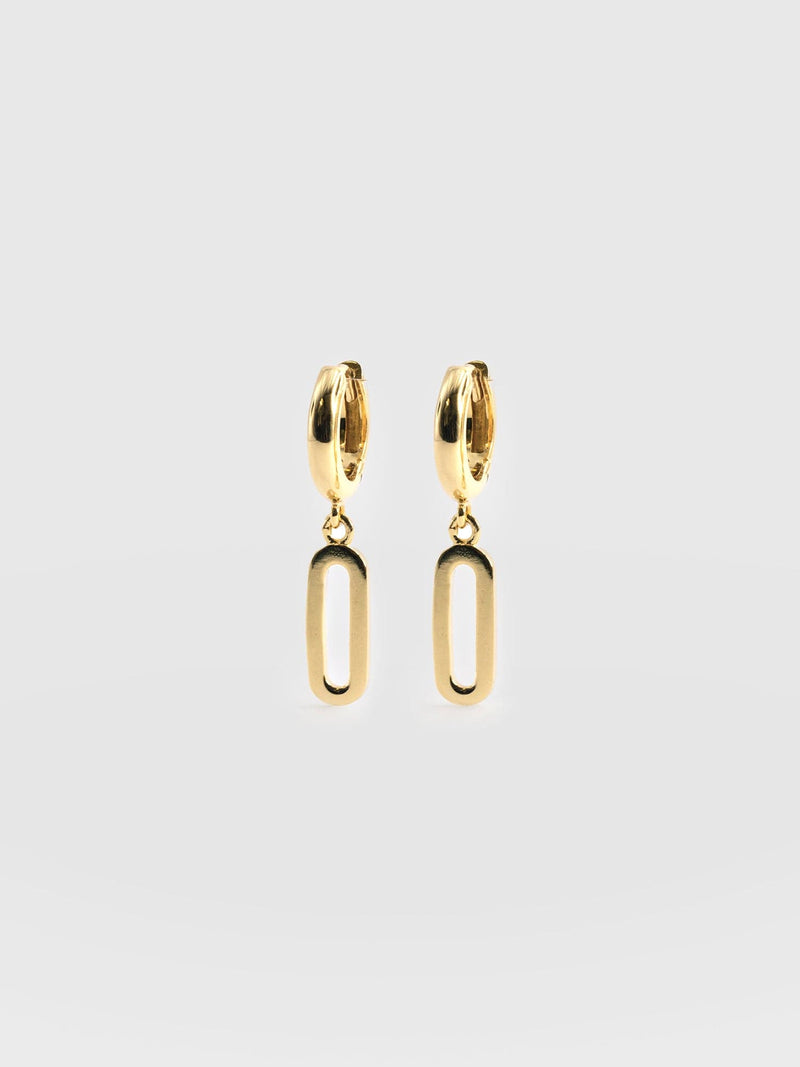 Oval Charm Drop Earrings Gold - Women's Jewellery | Saint + Sofia® USA