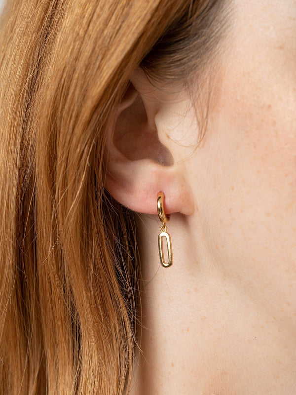 Oval Charm Drop Earrings Gold - Women's Jewellery | Saint + Sofia® USA