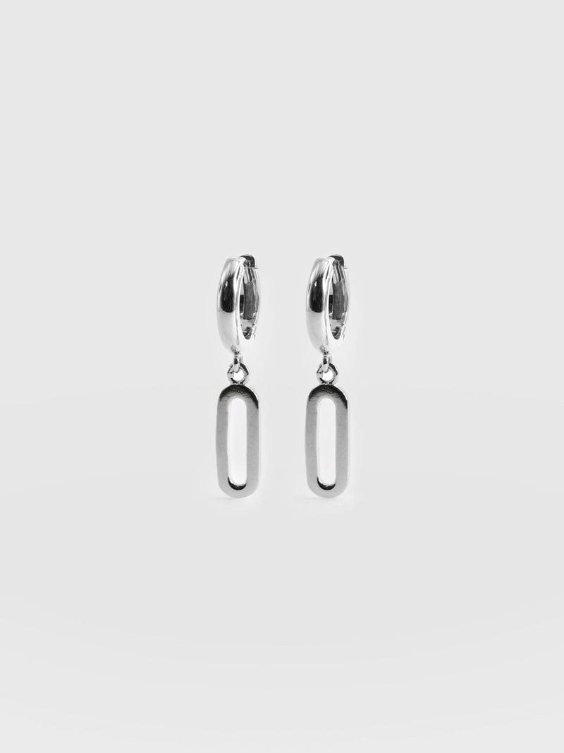Oval Charm Drop Earrings Silver - Women's Jewellery | Saint + Sofia® USA