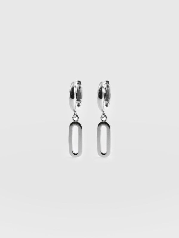 Oval Charm Drop Earrings Silver - Women's Jewellery | Saint + Sofia® USA