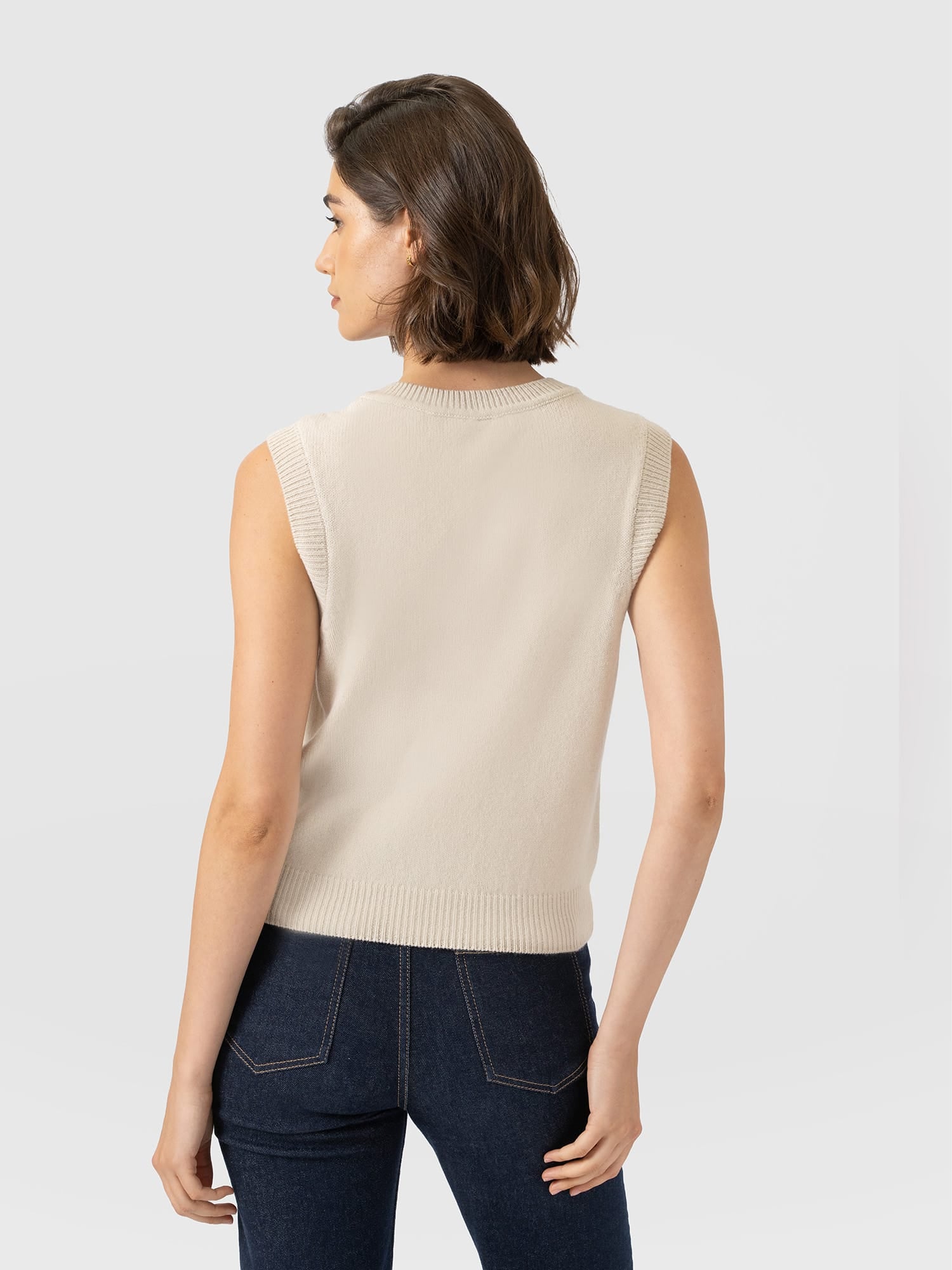 Oxford Cashmere Sleeveless Knit - Cream - Women's Sweaters | Saint and Sofia® USA