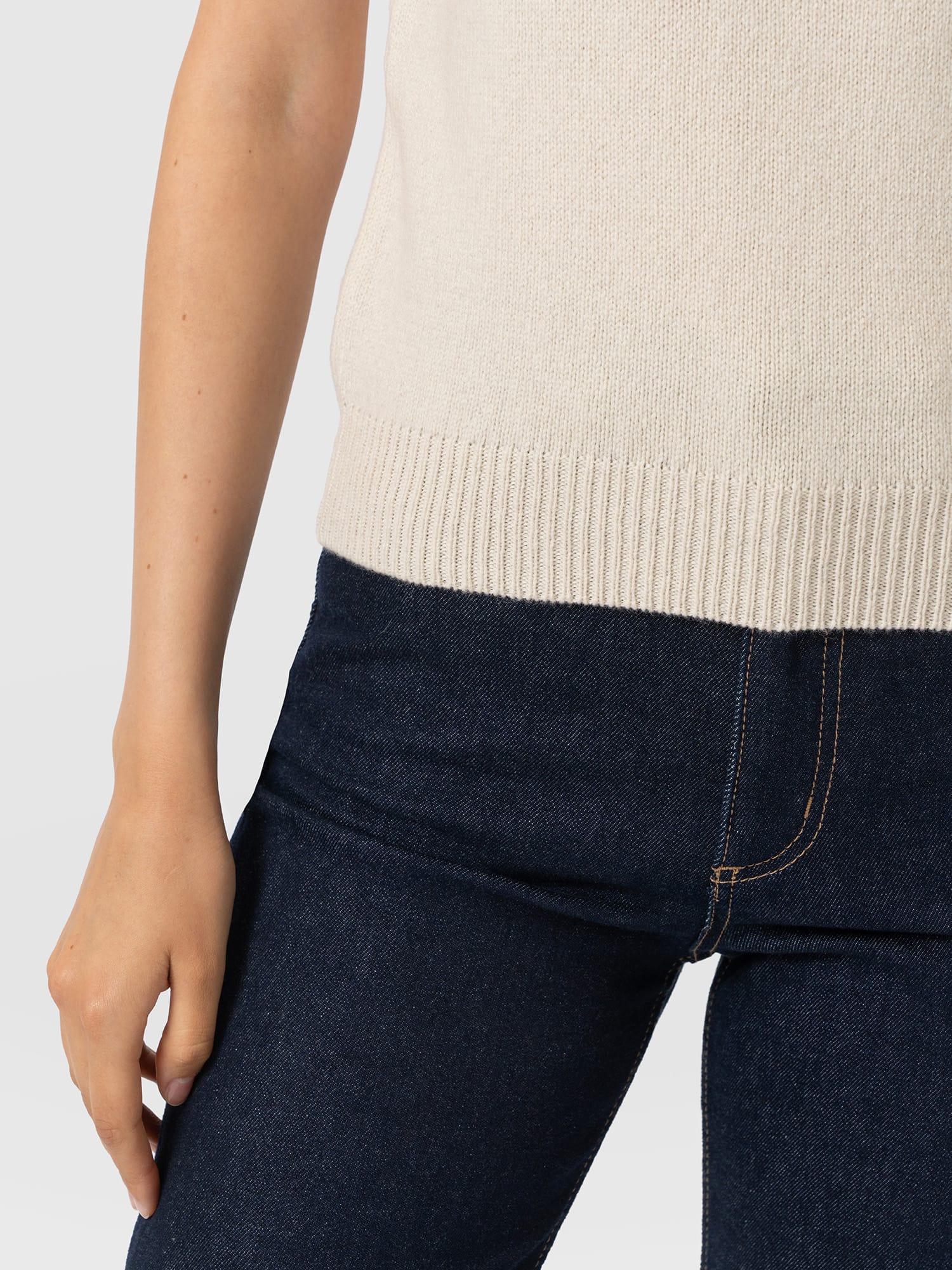Oxford Cashmere Sleeveless Knit - Cream - Women's Sweaters | Saint and Sofia® USA