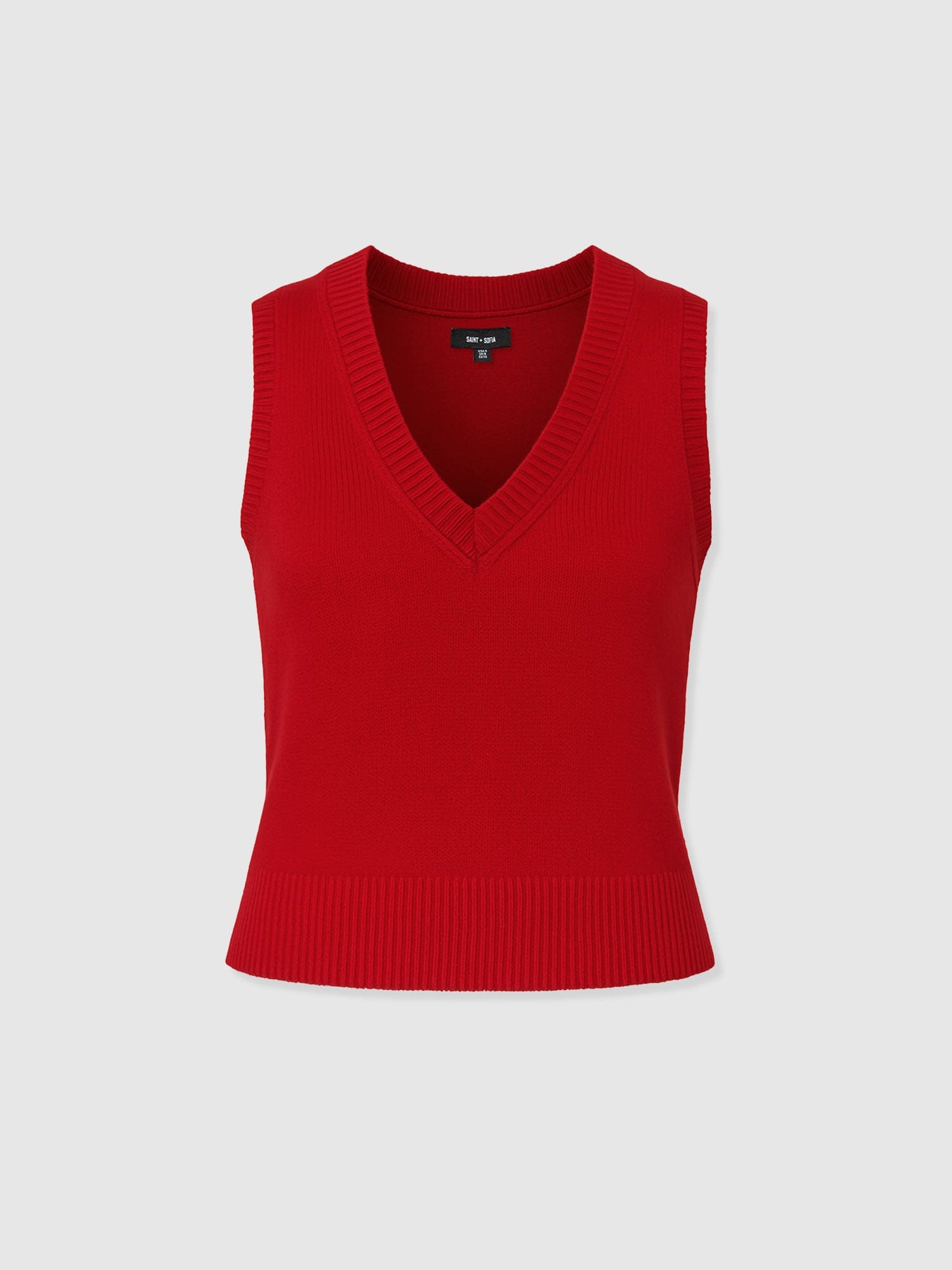Oxford Cashmere V Neck Sleeveless Knit - Red - Women's Sweaters | Saint + Sofia® USA