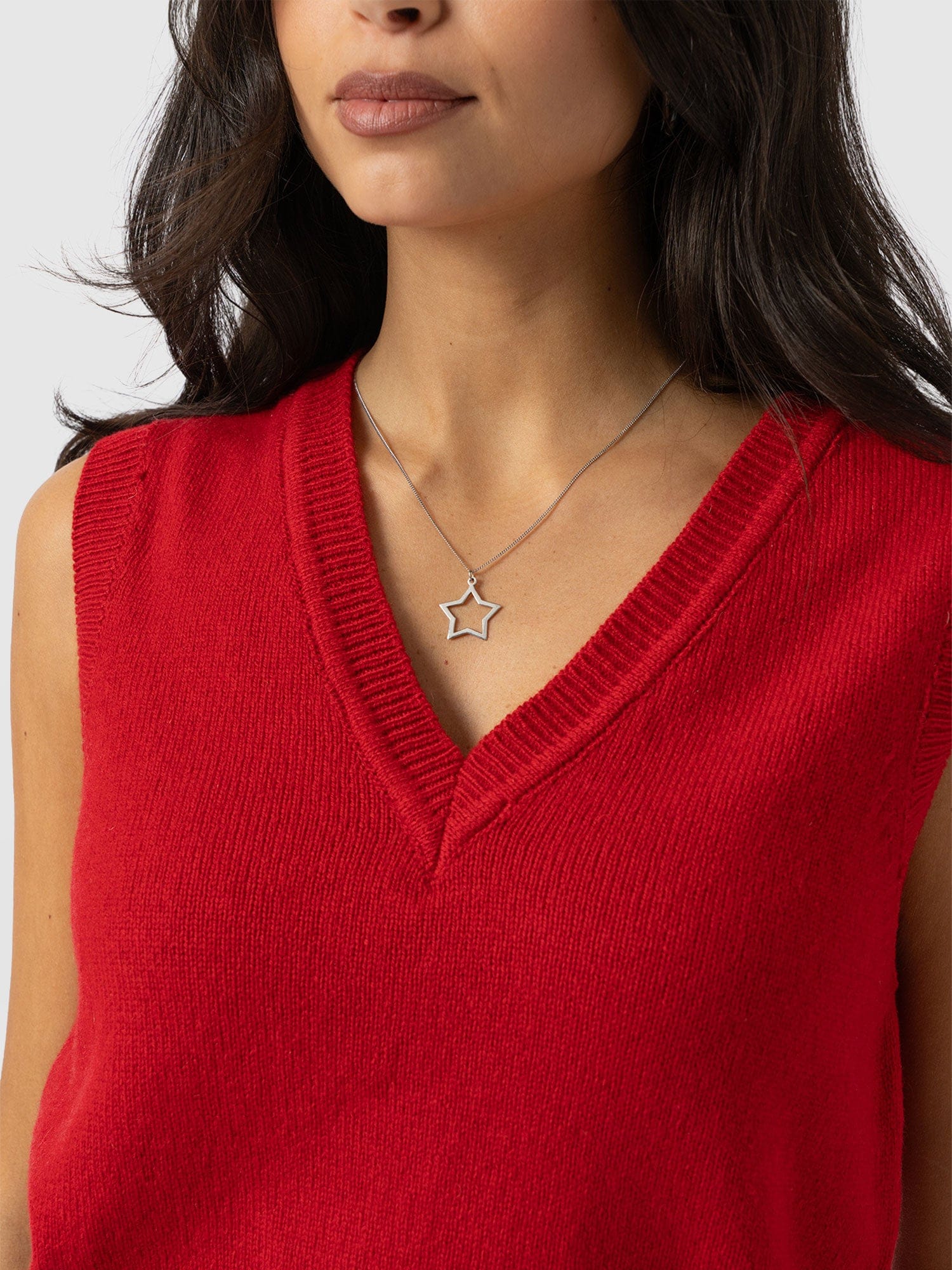 Oxford Cashmere V Neck Sleeveless Knit - Red - Women's Sweaters | Saint + Sofia® USA
