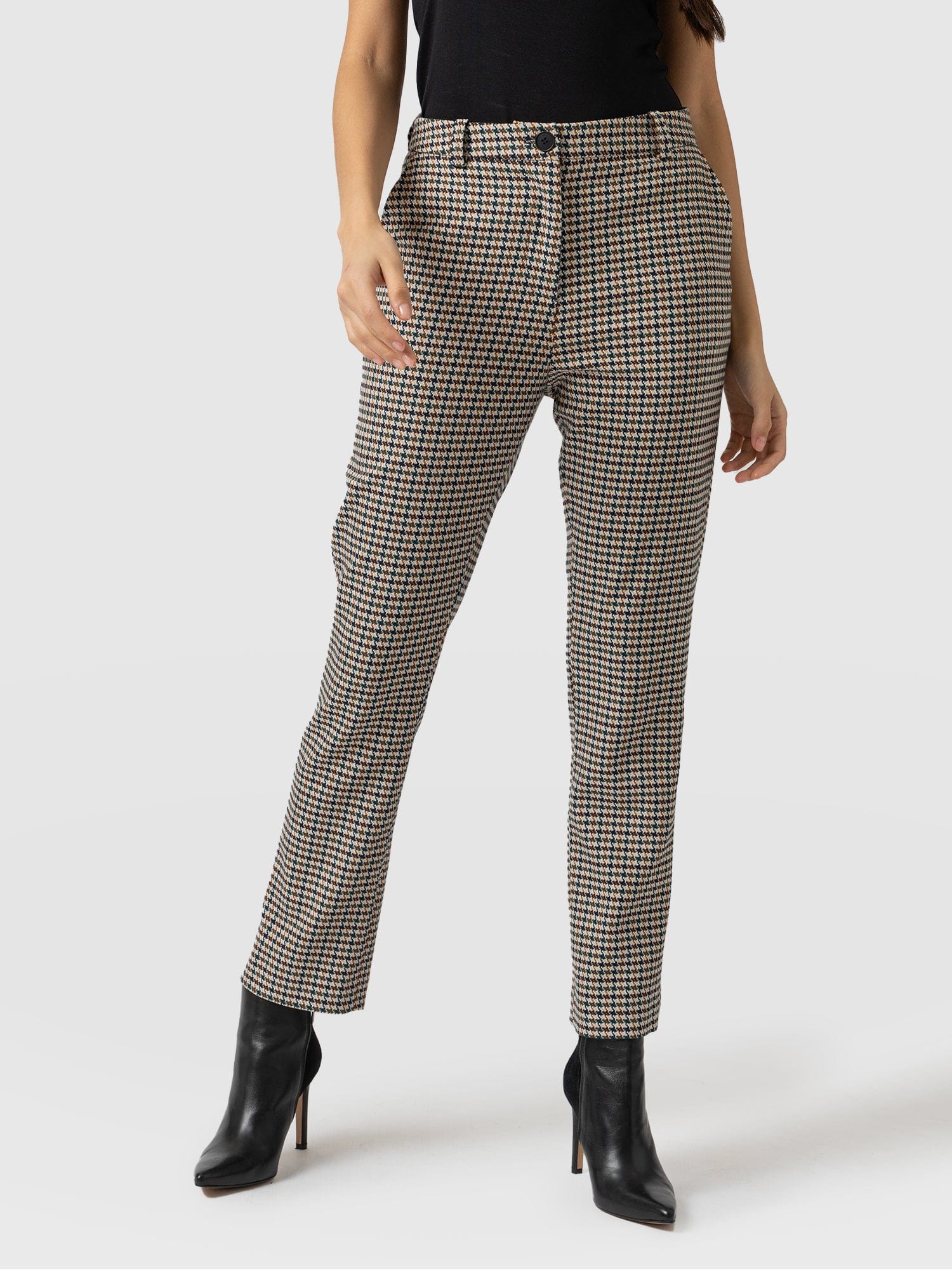 Flared houndstooth trousers Woman, Grey | TWINSET Milano