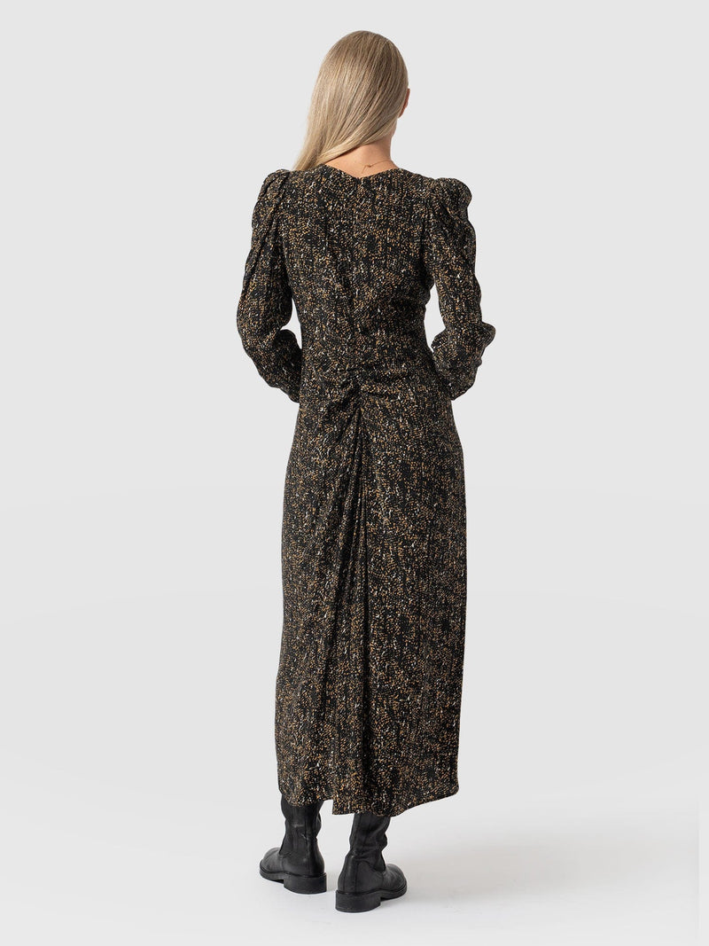 Paloma Ruched Dress Ditsy Leopard - Women's Dresses | Saint + Sofia® UK