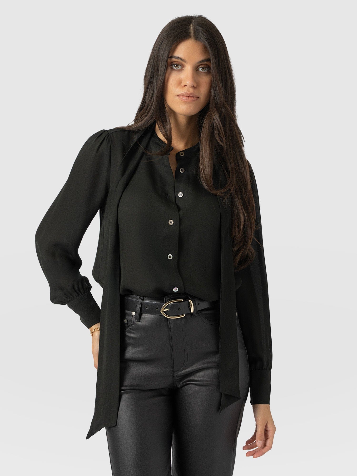 Paxton Pussybow Blouse Black - Women's Blouses | Saint + Sofia® US