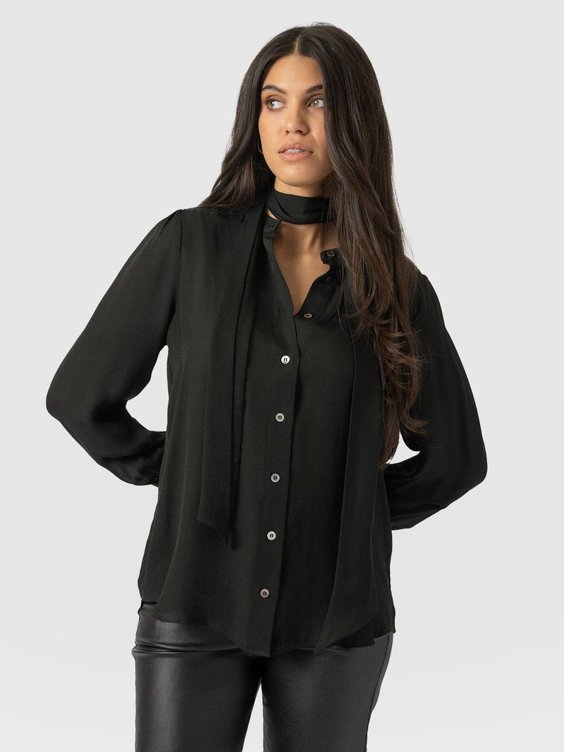 Paxton Pussybow Blouse Black - Women's Blouses | Saint + Sofia® US