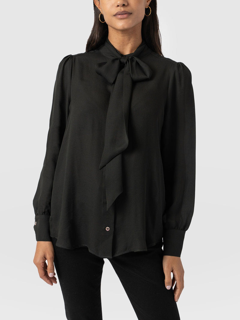 Paxton Pussybow Blouse Black - Women's Blouses | Saint + Sofia® US