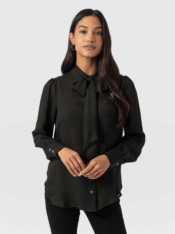 Paxton Pussybow Blouse Black - Women's Blouses | Saint + Sofia® US