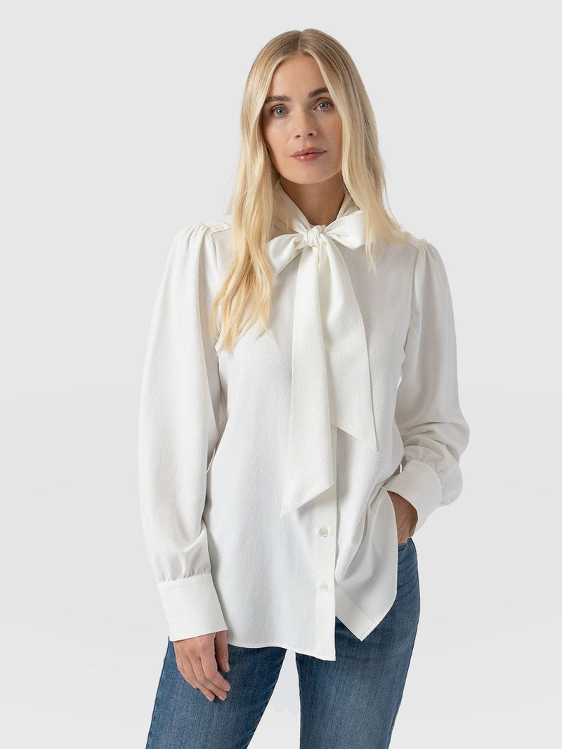 Paxton Pussybow Blouse Cream - Women's Blouses | Saint + Sofia® US