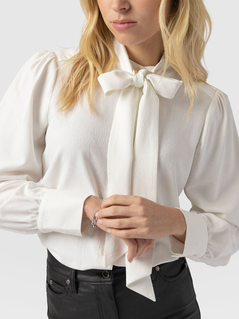 Paxton Pussybow Blouse Cream - Women's Blouses | Saint + Sofia® US