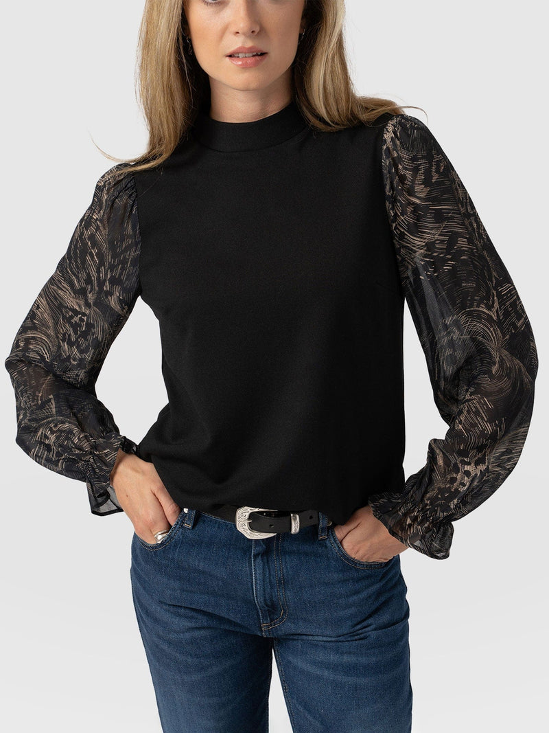 Penny Puff Sleeve Long Sleeve Spot Feather - Women's T-Shirts | Saint + Sofia® US