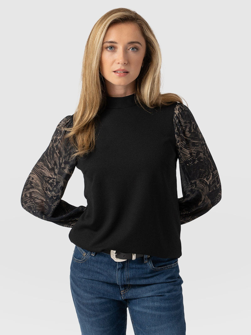 Penny Puff Sleeve Long Sleeve Spot Feather - Women's T-Shirts | Saint + Sofia® US