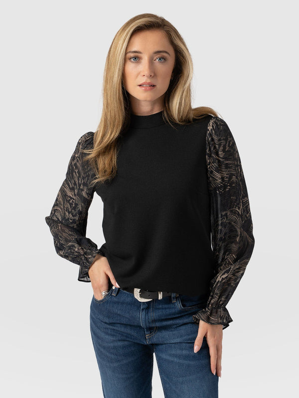 Penny Puff Sleeve Long Sleeve Spot Feather - Women's T-Shirts | Saint + Sofia® US