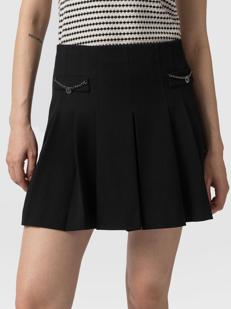 Petra Pleated Mini Skirt Black  - Women's Skirts | Saint + Sofia® USA