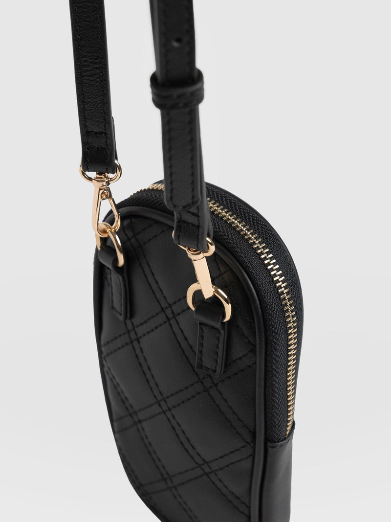 Pilton Quilted Phone Bag Black - Women's Bags | Saint + Sofia® USA