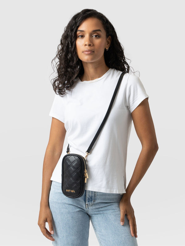Pilton Quilted Phone Bag Black - Women's Bags | Saint + Sofia® USA