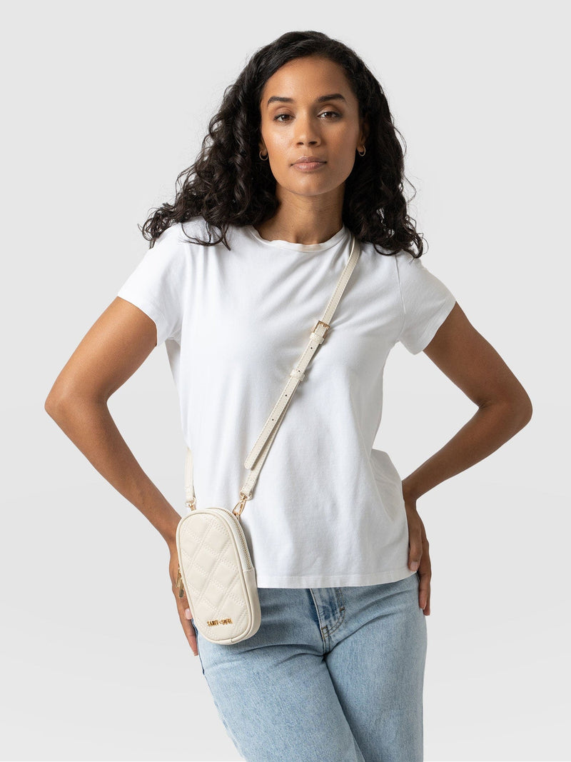 Pilton Quilted Phone Bag Cream - Women's Bags | Saint + Sofia® USA