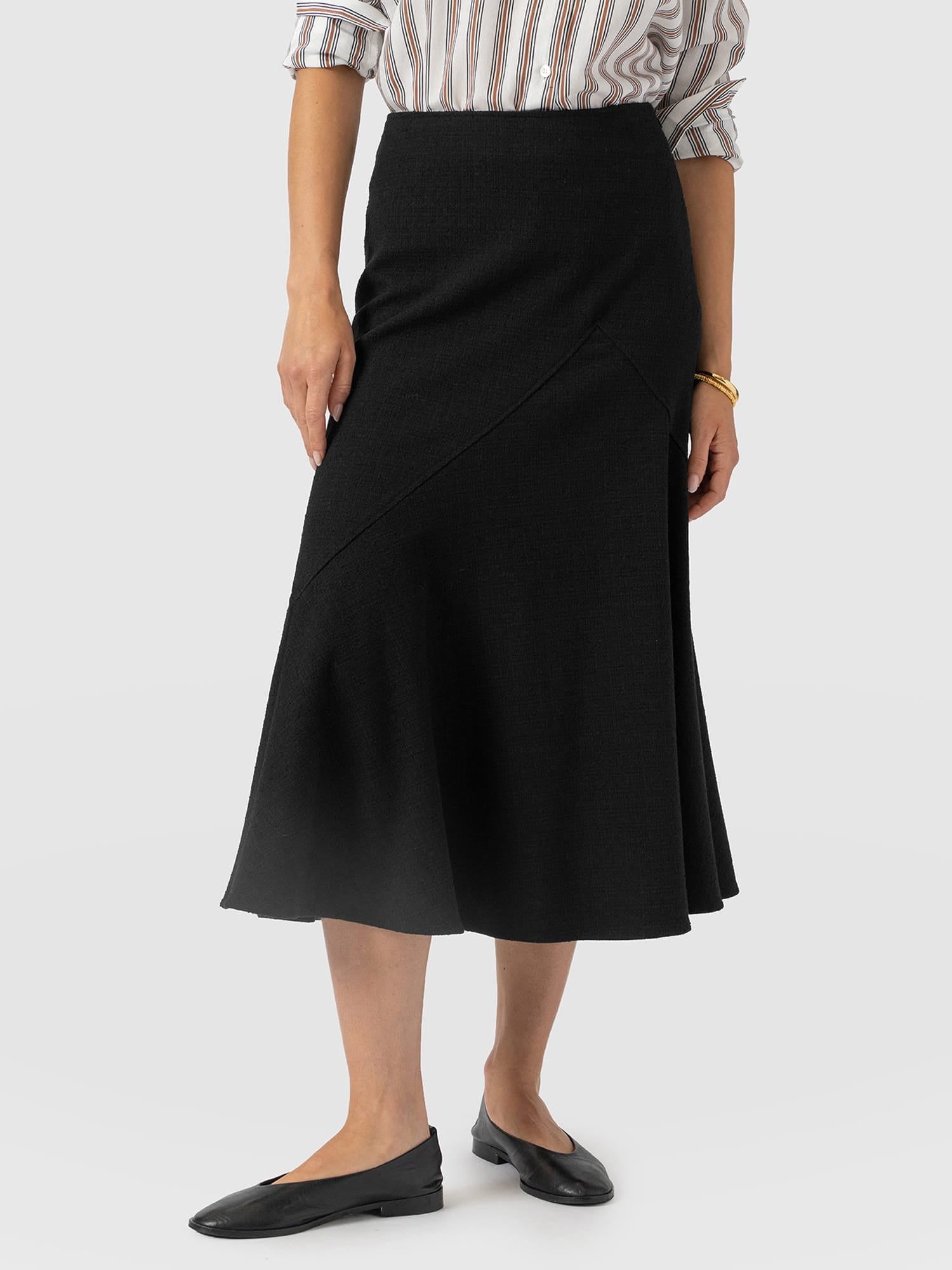 Piper Panelled Skirt  - Black Boucle - Women's Skirts | Saint and Sofia® USA