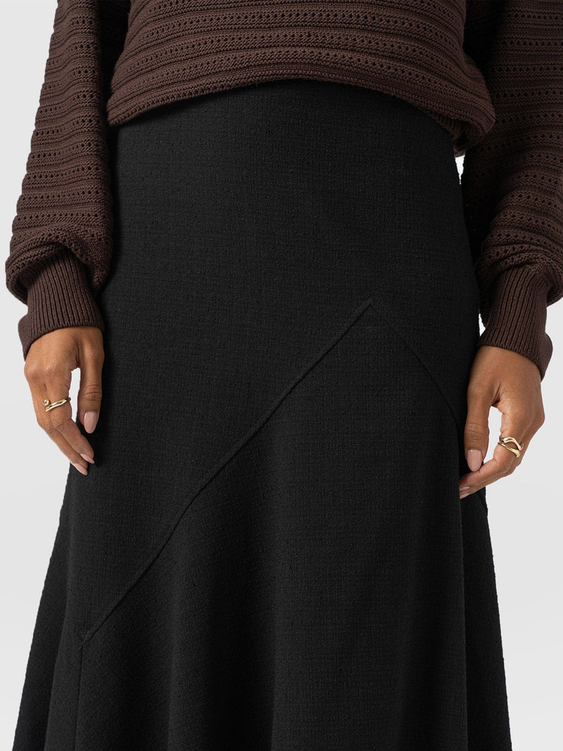 Piper Panelled Skirt  - Black Boucle - Women's Skirts | Saint + Sofia® USA