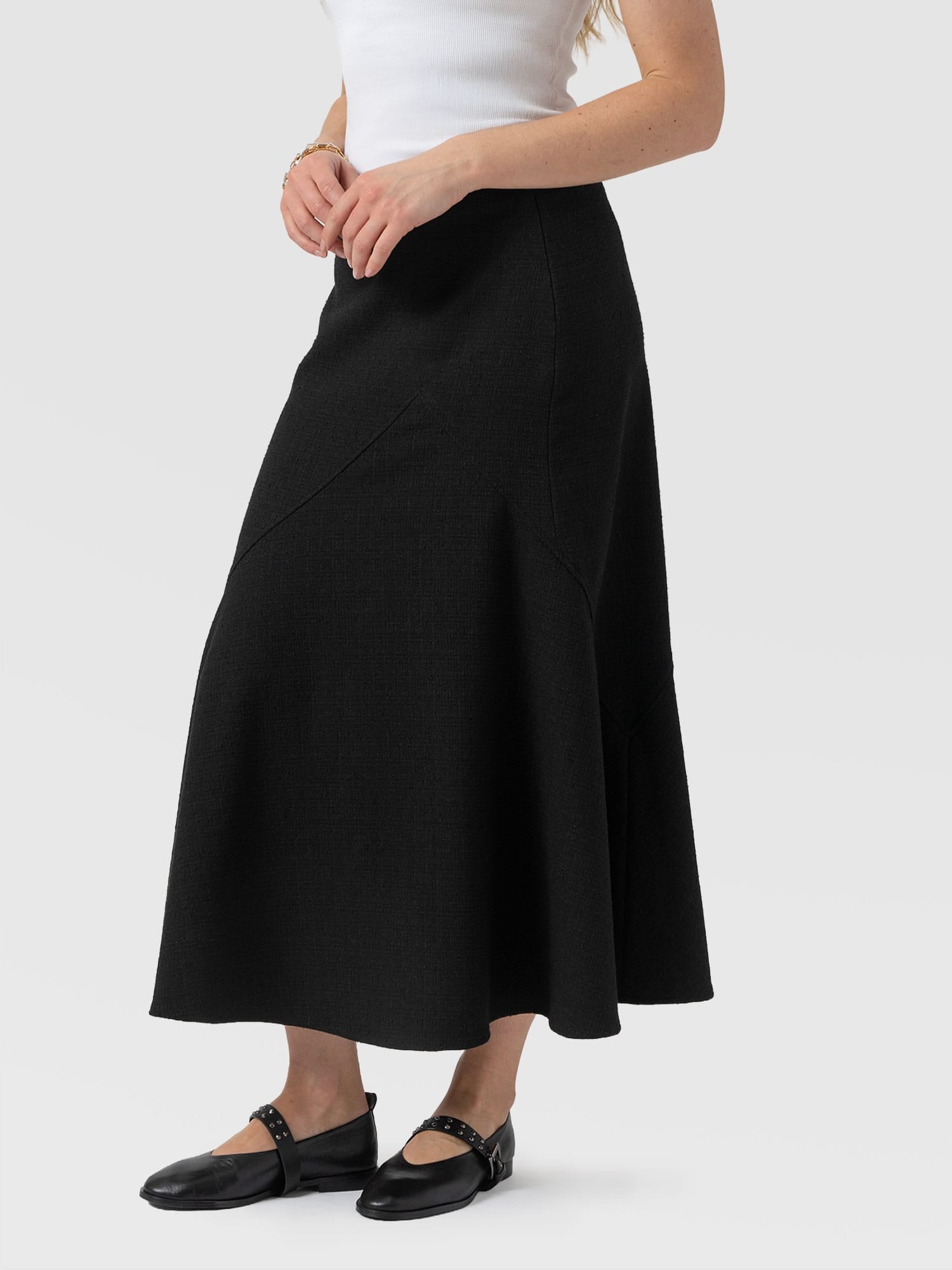 Piper Panelled Skirt  - Black Boucle - Women's Skirts | Saint + Sofia® USA