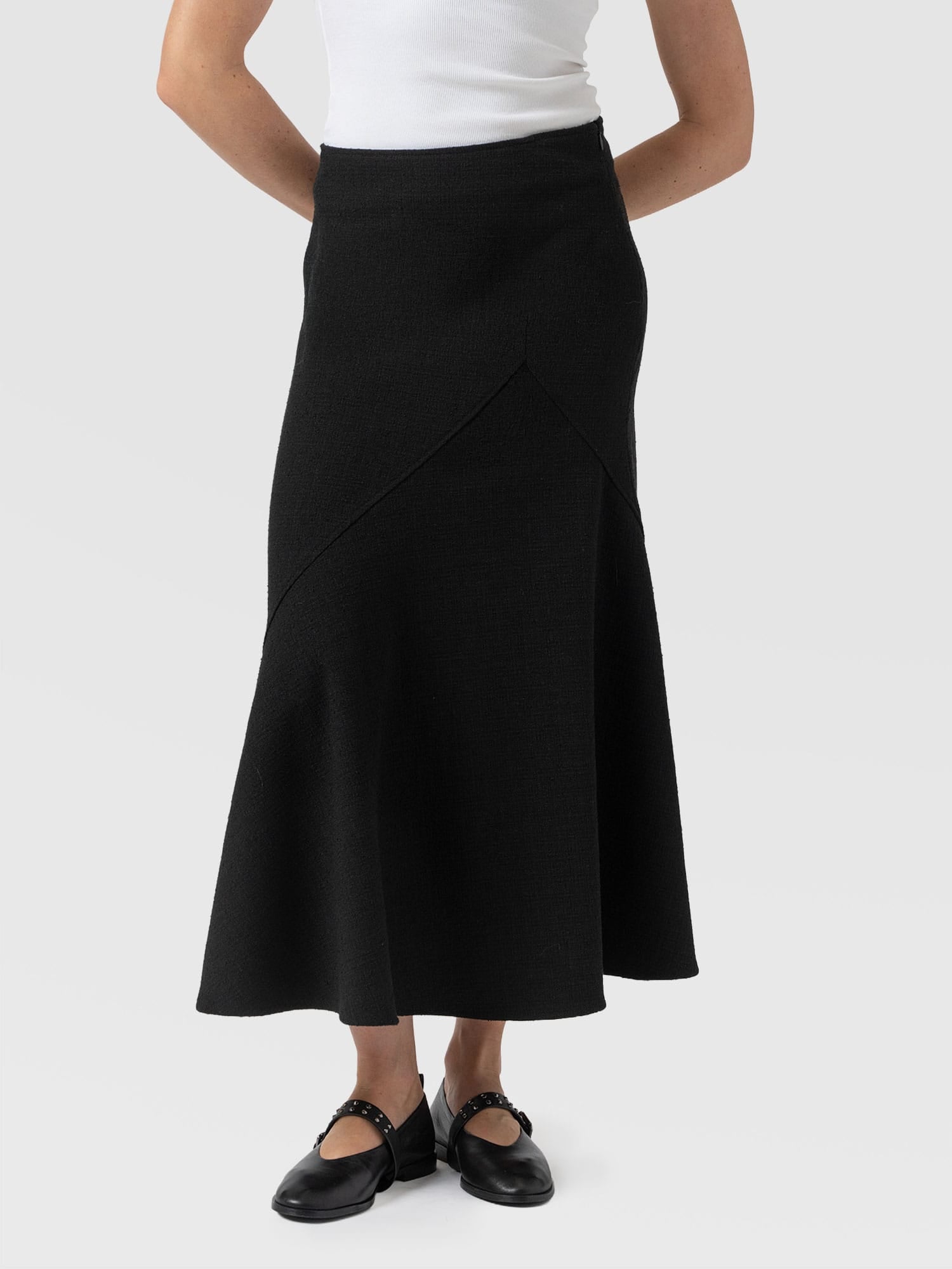 Piper Panelled Skirt  - Black Boucle - Women's Skirts | Saint + Sofia® USA