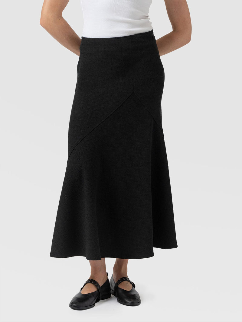 Piper Panelled Skirt  - Black Boucle - Women's Skirts | Saint + Sofia® USA