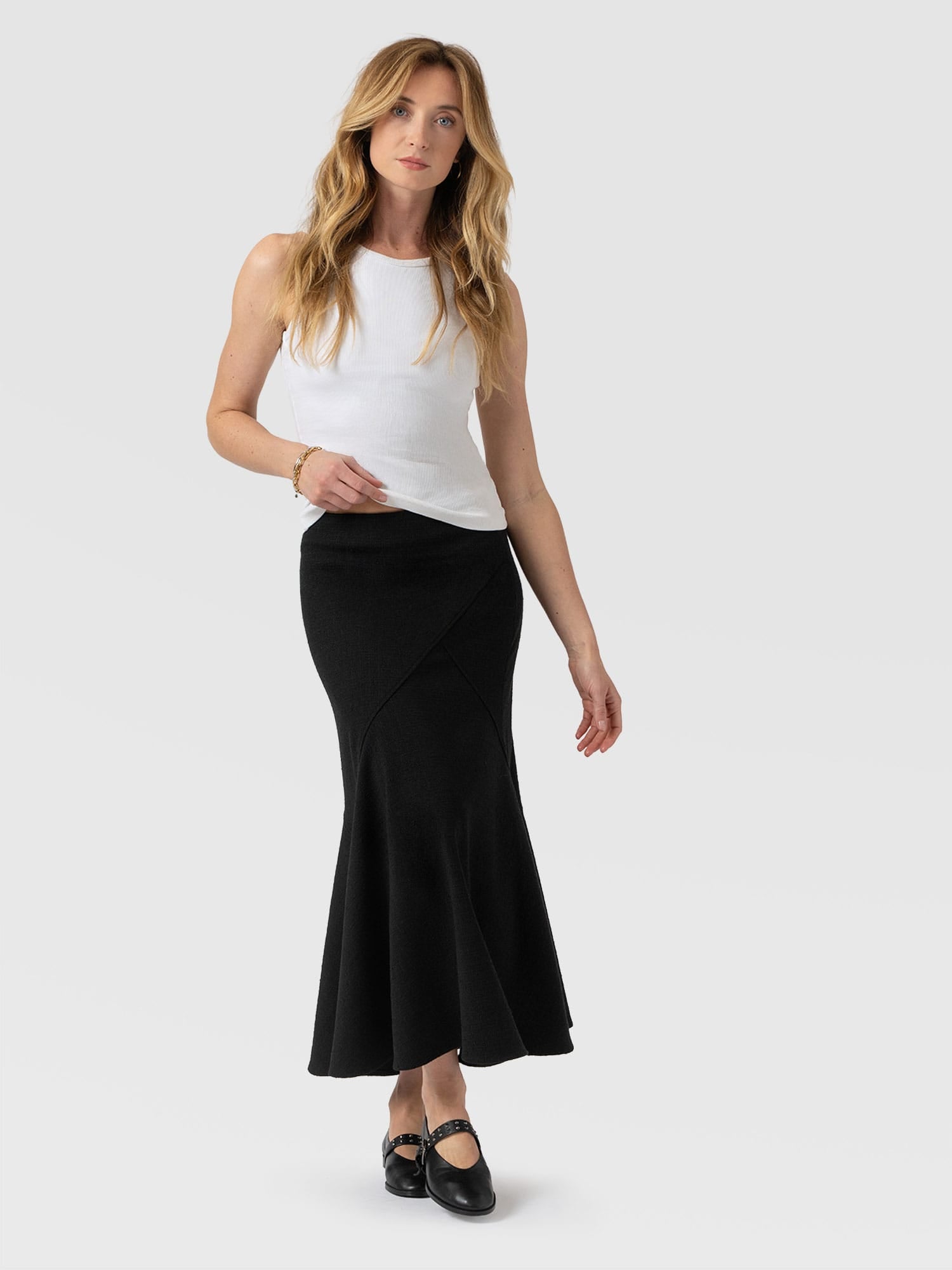 Piper Panelled Skirt  - Black Boucle - Women's Skirts | Saint + Sofia® USA