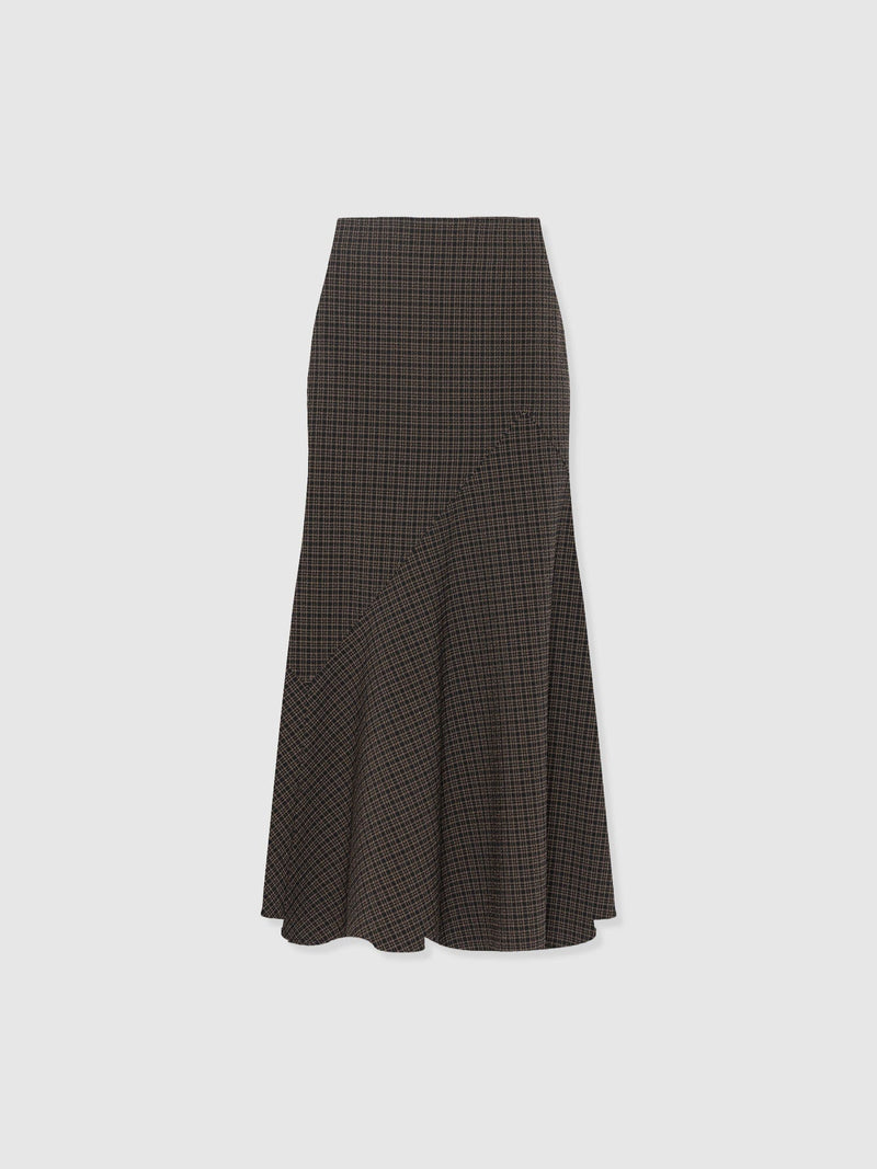 Piper Panelled Skirt - Brown Check - Women's Skirts | Saint + Sofia® USA