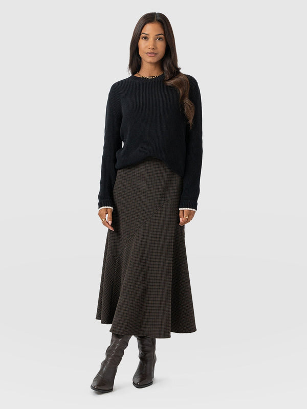 Piper Panelled Skirt - Brown Check - Women's Skirts | Saint + Sofia® USA