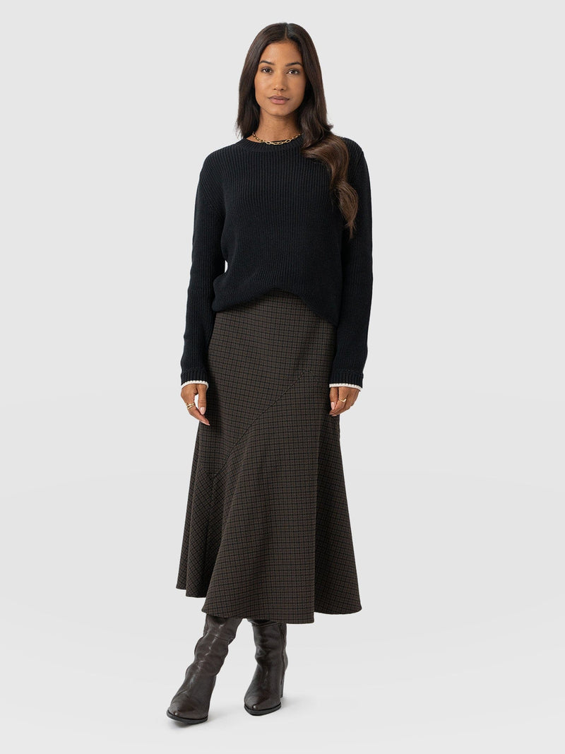 Piper Panelled Skirt - Brown Check - Women's Skirts | Saint + Sofia® USA