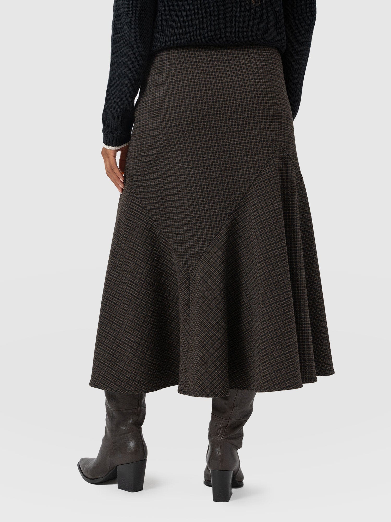 Piper Panelled Skirt - Brown Check - Women's Skirts | Saint + Sofia® USA
