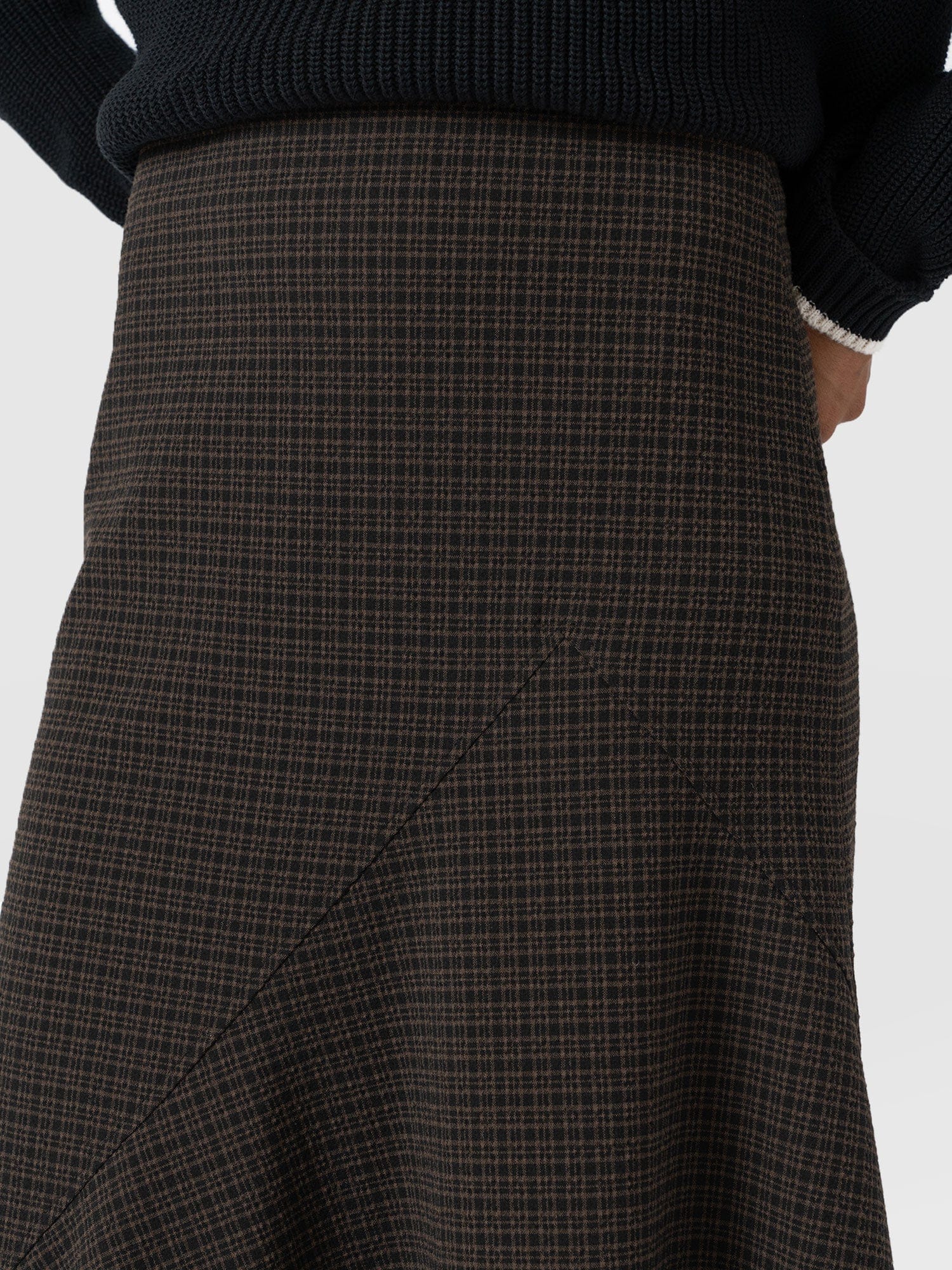 Piper Panelled Skirt - Brown Check - Women's Skirts | Saint + Sofia® USA