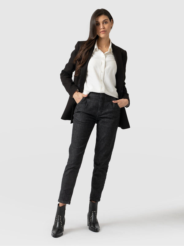 Pixie Pleat Mom Jeans Black - Women's Jeans | Saint + Sofia® USA