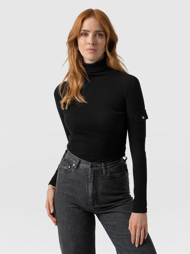 Pocket Turtle Neck Black - Women's Sweaters | Saint + Sofia® USA