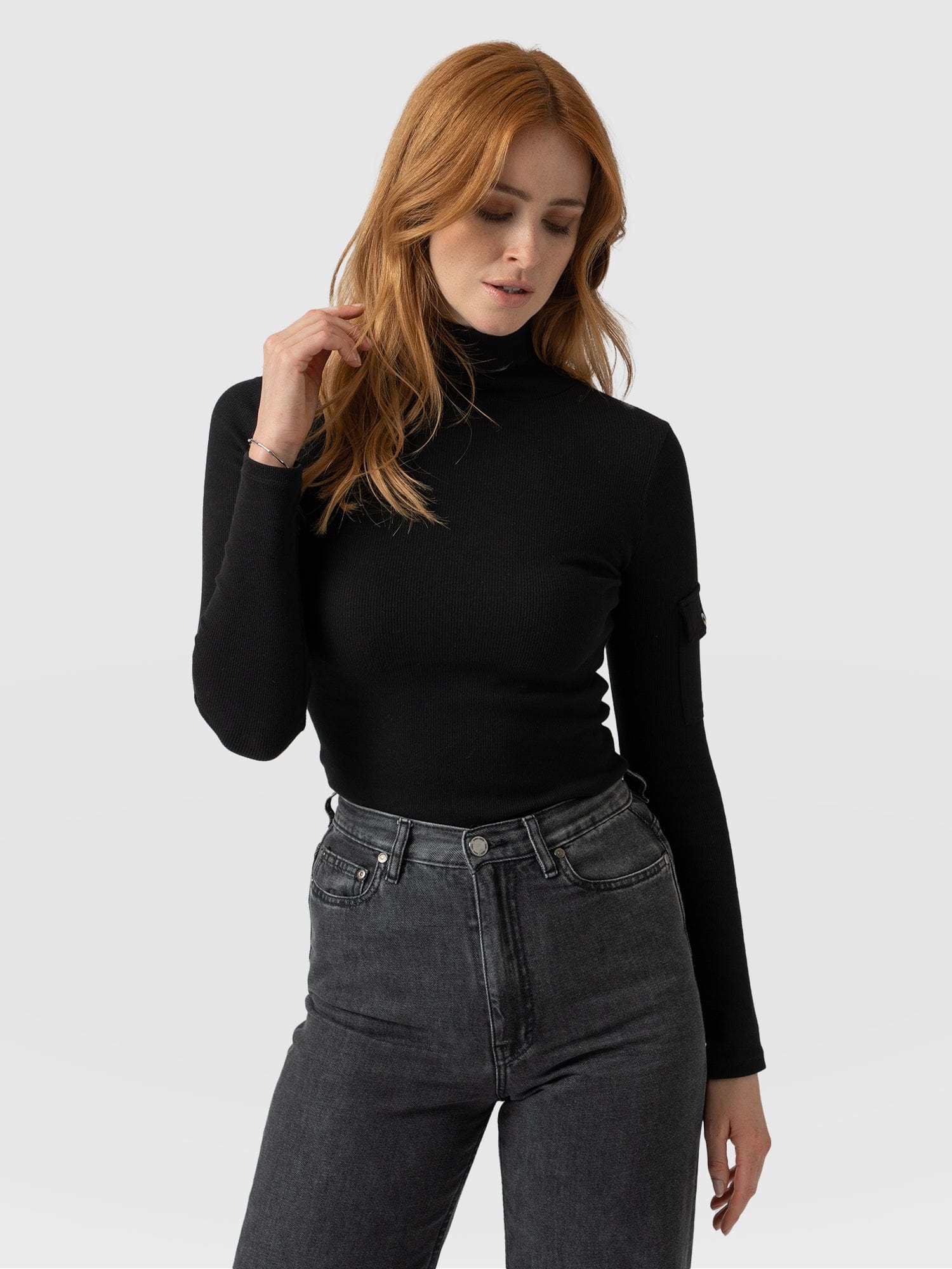 Pocket Turtle Neck Black - Women's Sweaters | Saint + Sofia® USA